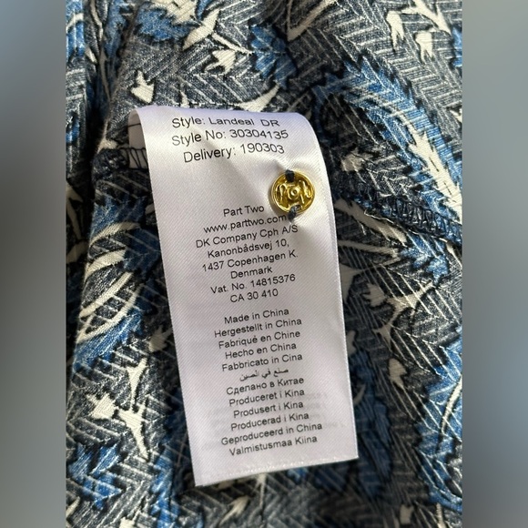 NEW Part Two Copenhagen Landeal Blue Paisley Midi Dress Women’s US 12/EU 44 - Picture 8 of 10